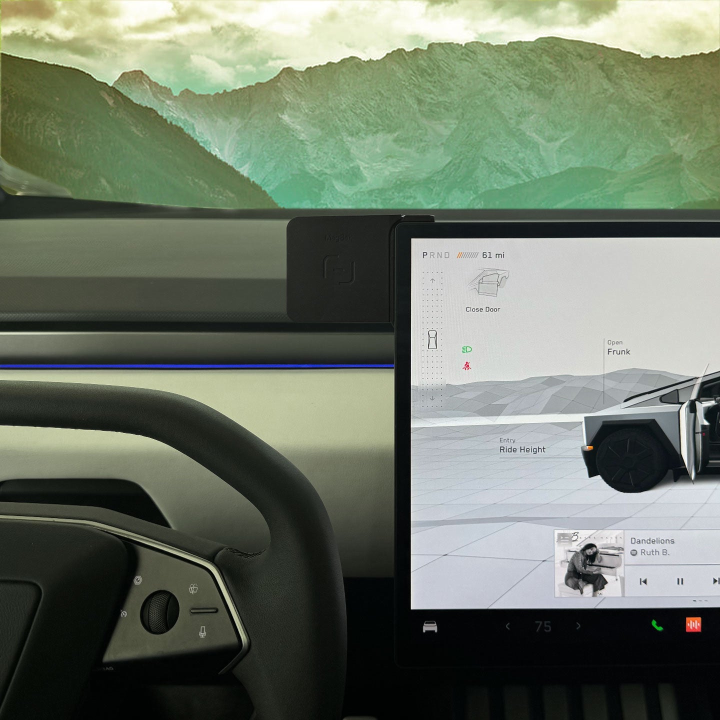 Left Hand Tesla wireless charger on Cybertruck screen | MBTCT-DG